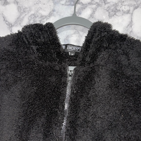 Black/White 1/4 Zip 100% Polyester Mens Hoodie Size Medium - Picture 5 of 10